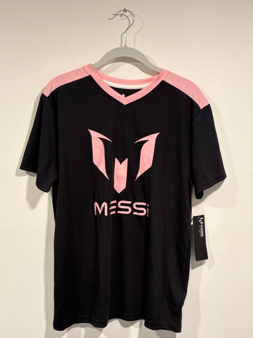 Kids Black & Pink Messi Logo Short Sleeve Shirt